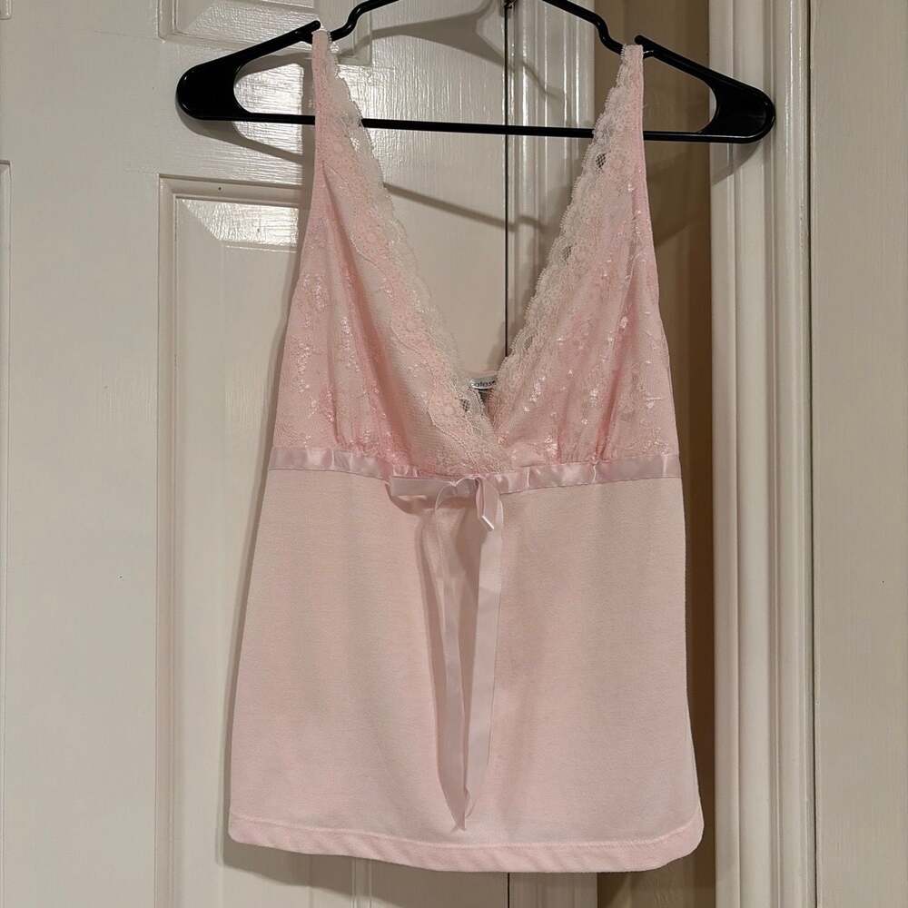 Delicates Baby Pink‎ Lace Trim Sleep Camisole Top
